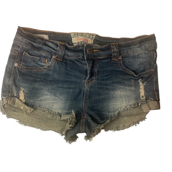 Hot Kiss Distressed Blue Jean Shorts GUC 7 - Picture 1 of 6